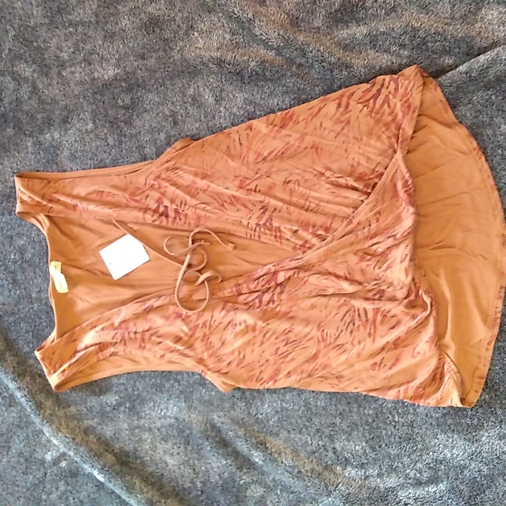 Silence + Noise orange animal print wrap top